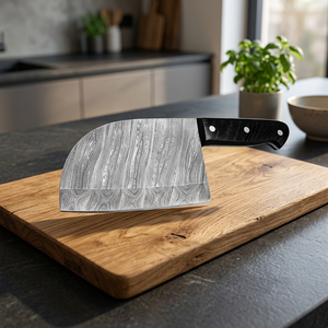 Custom Hand Forged Damascus Mezzaluna <b>Chopper</b> Knife Curved Herb <b>Vegetable</b> Meat Chopping Knife Wooden Handle OEM ODM Wholesale - Product Image 4
