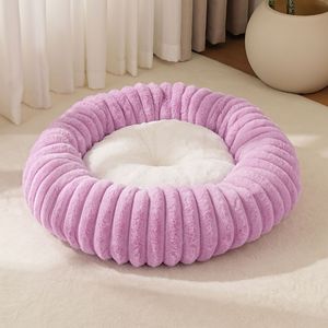 Winter Warmes Umweltfreundliches Waschbares Gestreiftes Luxus-Katzennest Hundebett Donut-Haustierbett PP-Material Hundekissen Großhandel Haustierzubehör - Product Image 4