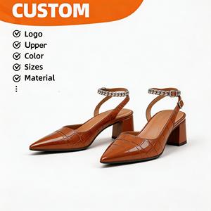 Zapatos <span class=keywords><strong>de</strong></span> Tacón Alto con Plataforma y Punta en Pico, Diseño Elegante con Patrón <span class=keywords><strong>de</strong></span> Cocodrilo Marrón, para <span class=keywords><strong>Mujer</strong></span>, Ideales para Trabajo, Bodas o Uso Casual - Product Image 1