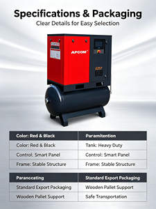 Compresor de Aire de Tornillo Rotativo Silencioso APCOM EZ5T Montado en Tanque con Tanque Receptor de Aire de 10HP 15HP para Herramientas Neumáticas Industriales - Product Image 6