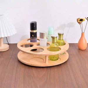 Wooden Rotating Storage Rack Double Layer Round 360 Degree Turntable For Kitchen <b>Spice</b> <b>Jars</b> Household Organization - Product Image 1