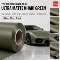 Film de protection de peinture (PPF) en TPU ultra mat vert kaki 1,52*15m 7,5 mil pour voitures militaires, urbaines et tout-terrain