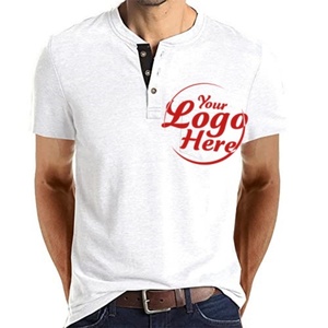 Chemises Henley à manches courtes pour hommes, avec boutons, poche et logo personnalisé, commande en gros, tissu tricoté - Product Image 2