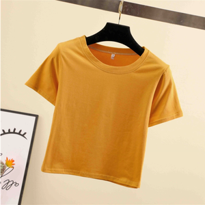 Murah Kosong <span class=keywords><strong>Crop</strong></span> Top Tee Shirt Polos Tanaman Kemeja untuk Wanita Polos Dipotong Tshirt - Product Image 5