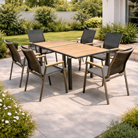 Table à manger moderne extensible et confortable ensemble de chaises tout en alliage d'aluminium durable pour hôtel villa cour terrasse balcon