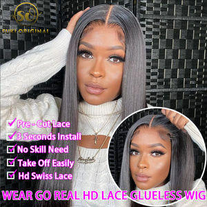 Cheveux humains sans colle dentelle perruques 13x4 sans colle droite transparente Hd dentelle avant perruque vietnamien os droite perruques de cheveux humains - Product Image 5