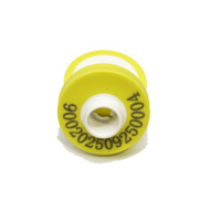 Nouvelles étiquettes de gestion du bétail en forme de drapeau ultra-robustes jaunes 30 mm en TPU avec capteurs NFC RFID et de température/accélération
