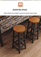 Table de bar commerciale multifonctionnelle contemporaine en bois, étroite, haute, pour balcon, avec combinaison de chaises pour salon de thé et cloison murale