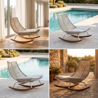 Fauteuil à bascule en rotin respirant, minimaliste, pour l'été, idéal pour appartement et salon