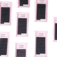 Extensions de cils en soie PBT synthétique noir super mat, sans cruauté, fabriquées à la machine, plateaux de volume, fournitures en gros