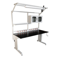 Mesa de Trabajo ESD Modular Ajustable con Manivela, Estructura de Acero Laminado en Frío, Segura Contra Electricidad Estática, Personalizable para Almacén