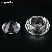 Mignon récipient en verre acrylique transparent avec couvercle en diamant, utilisé pour les fournitures pour ongles
