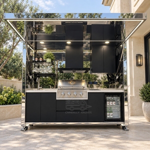 Stainless Steel Small <b>Outdoor</b> Kitchen Portable Cooking <b>Cabinet</b> With Worktop Storage For Backyard Patio And Garden - Product Image 6