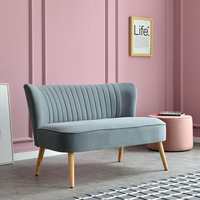Chaise de salle à manger de style nordique moderne de luxe, tissu en velours rose/gris capitonné, pieds en bois massif pour la maison, le bureau, la chambre