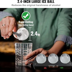 Electric Heated Ice Ball Press Kit 60mm Ice Sphere Press Tong Drip Tray for Whiskey <b>Beverages</b> <b>Serving</b> <b>Sets</b> - Product Image 5