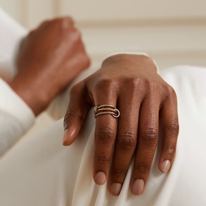 Ensemble de bagues LOZRUNVE en argent sterling 925, plaqué or vermeil minimaliste, 0,1 micron, trio de bagues reliées - Product Image 4