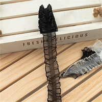 Ruban de dentelle élastique de 3cm de large, plissé, en maille, tulle, couture, bricolage, robe de bébé, vêtement à volants