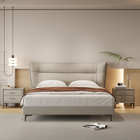 Nueva cama doble simple moderna de lujo ligera Cama doble simple moderna de estilo suave