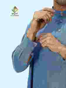Al Haramain <b>Men</b> <b>Thobe</b> Long Sleeve Cotton Floor Length Solid Color Stand Collar Casual Daily Wear Middle East Traditional Style - Product Image 4