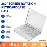 Transparent Lumineux 360° °   Étui de clavier rotatif avec pavé numérique rétroéclairé RGB anti-ghosting pour iPad Air 11 2024