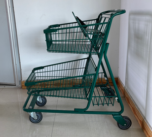 MOQ 50 יחידות טכניבלט 5640 עגלת קניות דו-קומתית, גלגלי PU 5 אינץ' צבועים באבקה בסגנון אמריקאי עגלת סופרמרקט דו-קומתית - Product Image 2