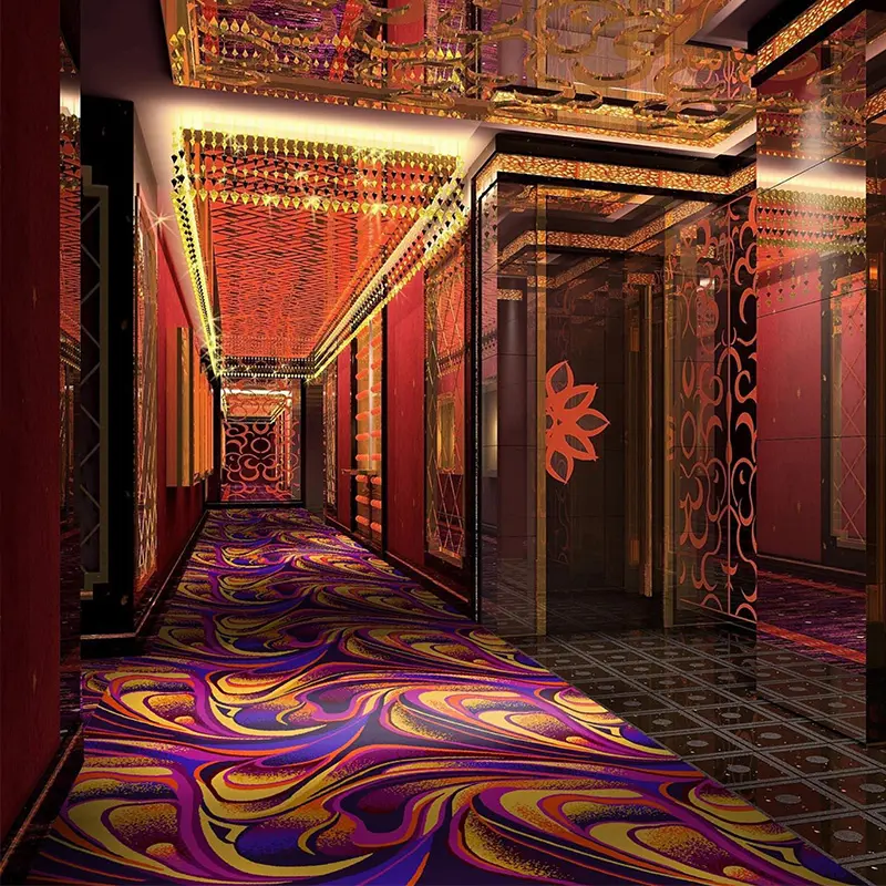 Manufaktur Pola Kustom Karpet Tahan Api Ruang Ax》 Karpet Dinding Ke Dinding Nilon Mencetak Karpet untuk Klub Malam