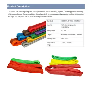Customize Any Length Resists Moisture Absorption Double Wall Woven Seamless Polyester Cover Endless Round Lifting Sling