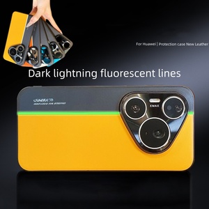Funda Trasera de Cuero Mate de Lujo con Línea Fluorescente en Contraste para Huawei Pura 90 Pro Max / 90 Pro / Pura 90 - Product Image 3