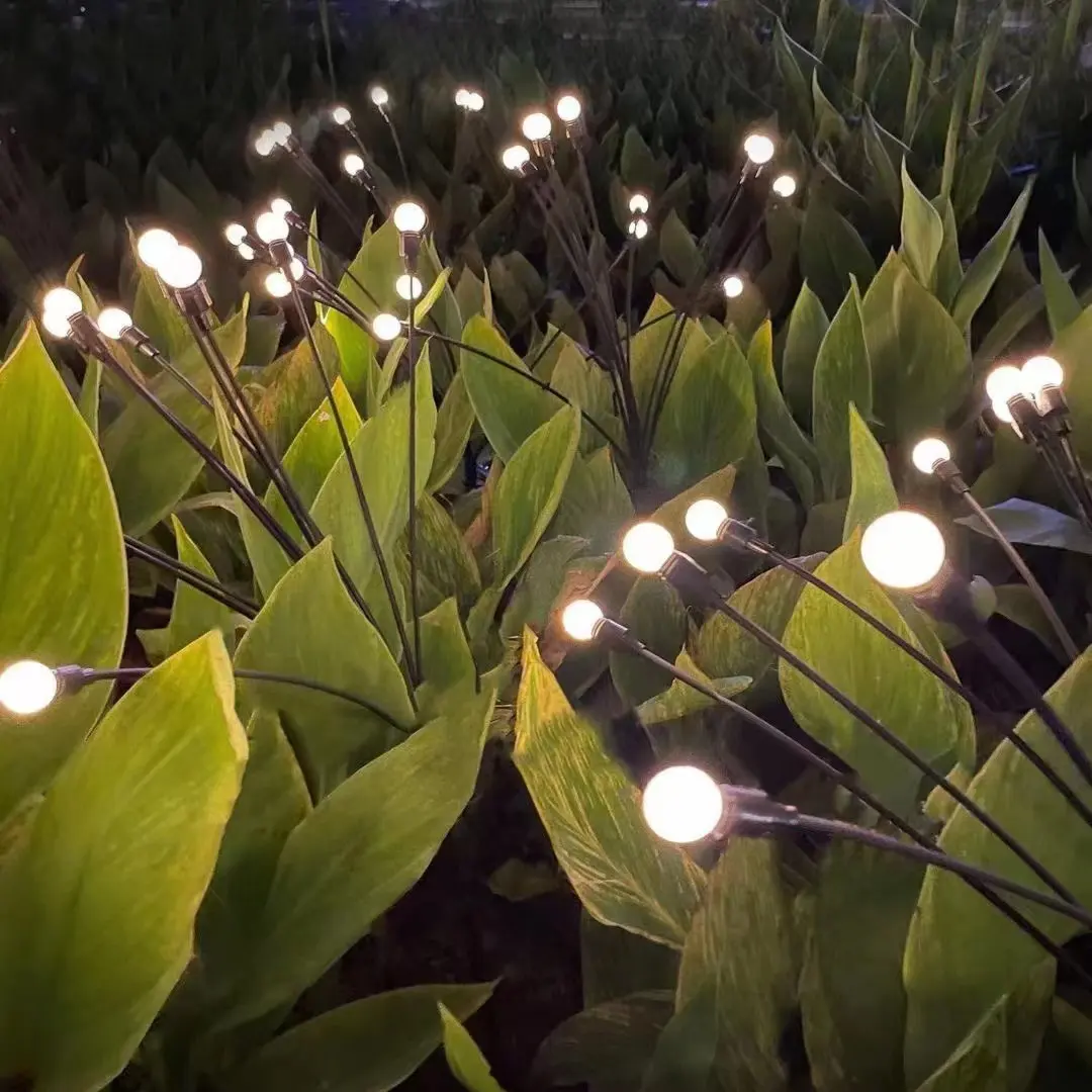 6 LED 8 LED pannello solare rotondo esterno impermeabile vento lucciola lampada da giardino luce solare Fireworm