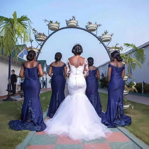 Vestido de novia de sirena con cuentas africanas de lujo personalizado, manga larga, apliques de perlas, vestidos de novia, Vestido de novia - Product Image 3