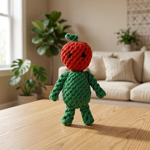 Eve Apple Giocattolo da Masticare per Cani in Corda, Durevole, in Cotone Riciclato, Biodegradabile, con Motivo Frutta e Verdura Verde e Rosso, Confezione Senza Plastica - Product Image 3