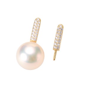 20668DIY Boucles d'oreilles simples en argent avec perles rondes de 7-10 mm, accessoires en argent S925, plateau vide pour boucles d'oreilles en perles - Product Image 3