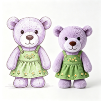 En gros Ours en peluche doux et câlin, adorable compagnon avec robe à bretelles vertes