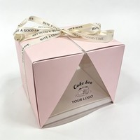 Boîte à gâteau de luxe à ouverture double face 10 pouces avec fenêtre rose, écologique, recyclable, meilleur prix, emballage pour pâtisserie