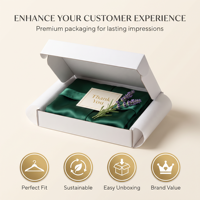 Ensemble de serviettes de luxe HS Brand HS-TC523 avec logo personnalisé, forme trapézoïdale, laminage mat et gaufrage dans un coffret cadeau en carton recyclable