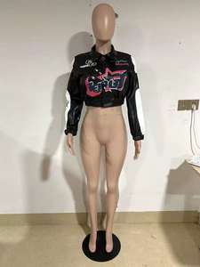 Winter Vrouwen Pu Lederen Jas Casual Lange Mouw Motorjas Y 2K Stijl Vrouwen Race Crop Jas Honkbal Pak - Product Image 5