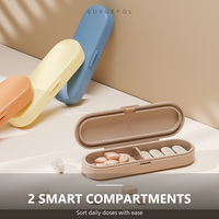 Boîte à pilules portable promotionnelle avec logo personnalisé, 2 compartiments, en plastique, étui de rangement pour pilules de voyage, organisateur de pilules magnétique pour pharmacie