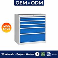 Gabinete de Herramientas de Acero con 5 Cajones con Cerradura, Resistente, Industrial, para Garaje o Taller, Organizador de Almacenamiento, Cajonera Metálica, Fabricación OEM/ODM