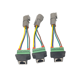 موصل ذكر OEM Deutsch 4 دبوس إلى محطة محول كتلة RJ45 8 منافذ تجميع الكابلات الكهربائية - Product Image 1