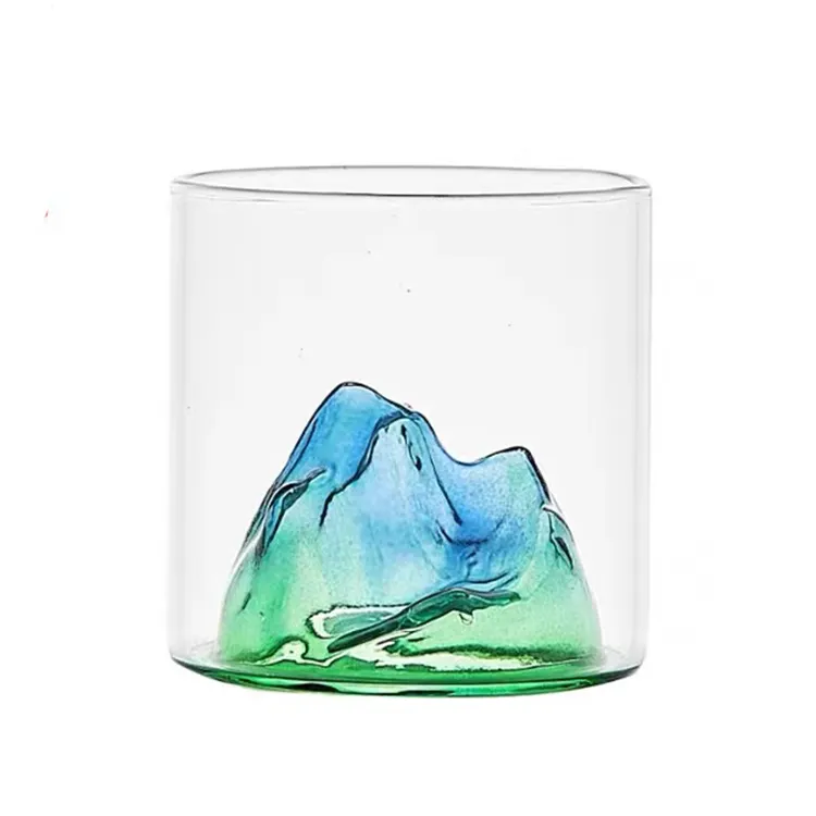 New Design Colored Borosilicate Alps Matterhorn Mountain Whisky Glass Cup Shot Glass Wine Tumbler