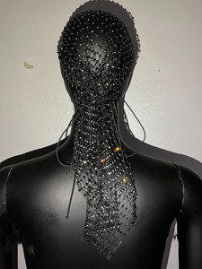 Pañuelo de malla hueca con diamantes de imitación brillante, estilo europeo y americano, fiesta, club nocturno, Festival de música, accesorios esenciales para el cabello - Product Image 4