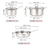 Ensemble de 5 ustensiles de cuisine exclusifs transfrontaliers de style chinois : Casserole à lait, Marmite, Poêle à frire avec couvercle en verre, Ensemble cadeau d'ustensiles de cuisine