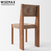 WISEMAX furnitur Nordik Retro rumah santai kursi tunggal kayu kenari Solid antik tali kursi dapur untuk ruang makan