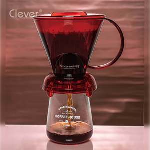 Cafetera de goteo con válvula inferior de plástico translúcido rojo trapezoidal de 500 ml para despensas corporativas, precio mayorista - Product Image 5