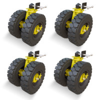 Roues pivotantes tout-terrain de 20 tonnes, 25 pouces, en caoutchouc massif, construction en acier, frein pivotant, verrouillage latéral, montage pour un déplacement fluide