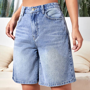 Fabricant de Jeans Été Personnalisé <span class=keywords><strong>Femme</strong></span> <span class=keywords><strong>Jean</strong></span> Large Décontracté Taille Haute Délavé Uni Baggy Jorts <span class=keywords><strong>Short</strong></span> <span class=keywords><strong>en</strong></span> <span class=keywords><strong>Jean</strong></span> - Product Image 1