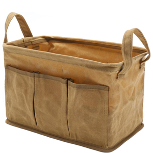 Water Resistant <b>Fold</b>-able Open Top Tool Carrier <b>Fold</b>-able Open Top Tool <b>Bags</b> Heavy Duty Waxed Canvas Tool <b>Bag</b> - Product Image 1