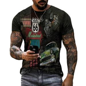T-Shirt Casual Stampata con Motivo US Route <span class=keywords><strong>66</strong></span> per Uomo, Collezione Estiva, Collo Tondo, Manica Corta, 100% Poliestere Tessuto 210g - Product Image 3