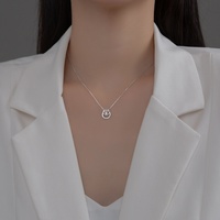 Collier en acier inoxydable tendance 2024 pour femmes, pendentif en cristal de haute qualité, cadeau en argent