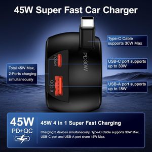 ที่ชาร์จในรถยนต์ 90W ชาร์จเร็ว พอร์ต USB Type C คู่ แรงดันไฟฟ้า 12-24V สำหรับใช้ในรถยนต์ - Product Image 2